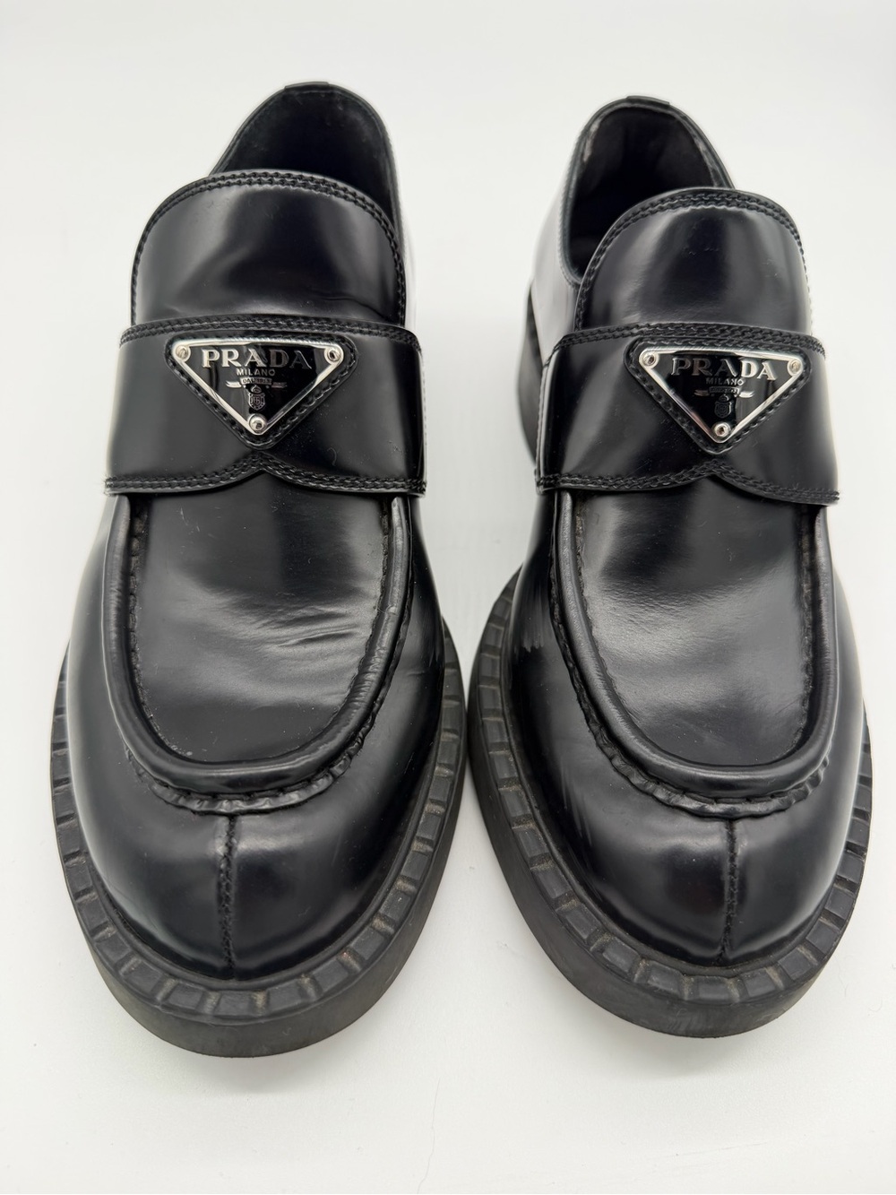 PRADA “Chocolate” Brushed Leather Loafers - Sz 38.5 - Picture 2 of 14